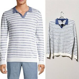 NWT Peter Millar Triste Linen Silk Wool Collar Sweater XL Preppy Golf